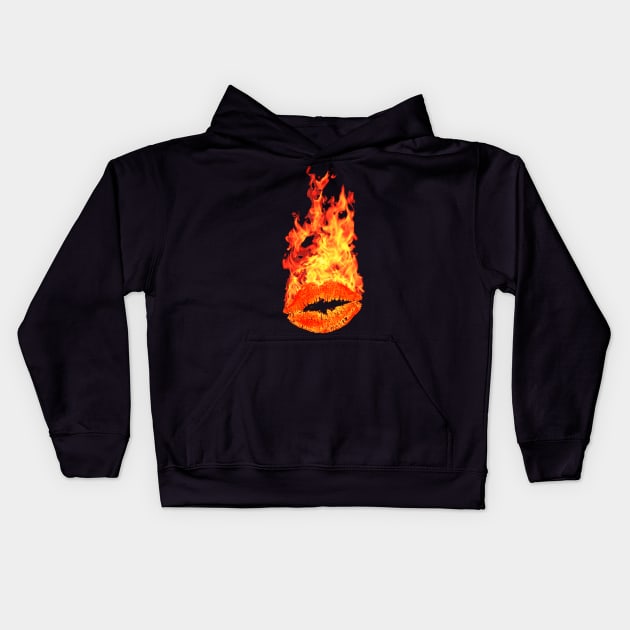 Burn'n Lips of Fire Kids Hoodie by Adatude